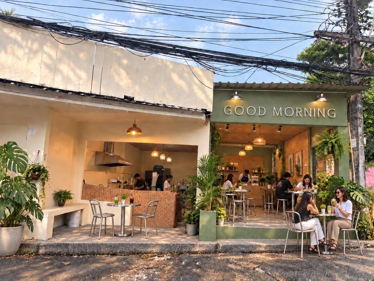 Good Morning café facade, Lonely Beach